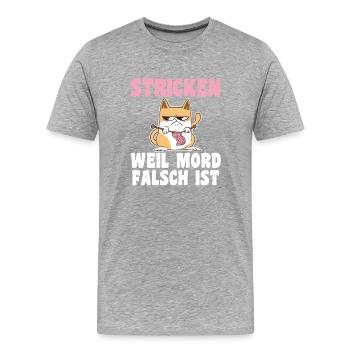 Häkeln Nähen Stricken - Männer Premium Bio T-Shirt - Grau meliert - Vorne - Damien (186cm)