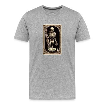 The Fool Skeleton Tarot Card - Männer Premium Bio T-Shirt - Grau meliert - Vorne - Damien (186cm)
