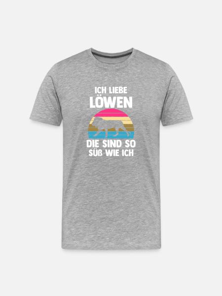 Löwe Löwen - Männer Premium Bio T-Shirt - Grau meliert