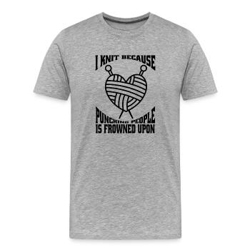 Tricot, Crochet, Tailleur, Couturière, Tricoteuse - T-shirt bio Premium Homme - gris chiné - Devant - Damien (186cm)