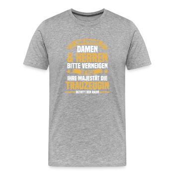 Hochzeit Junggesellenabschied Trauzeugin - Männer Premium Bio T-Shirt - Grau meliert - Vorne - Damien (186cm)