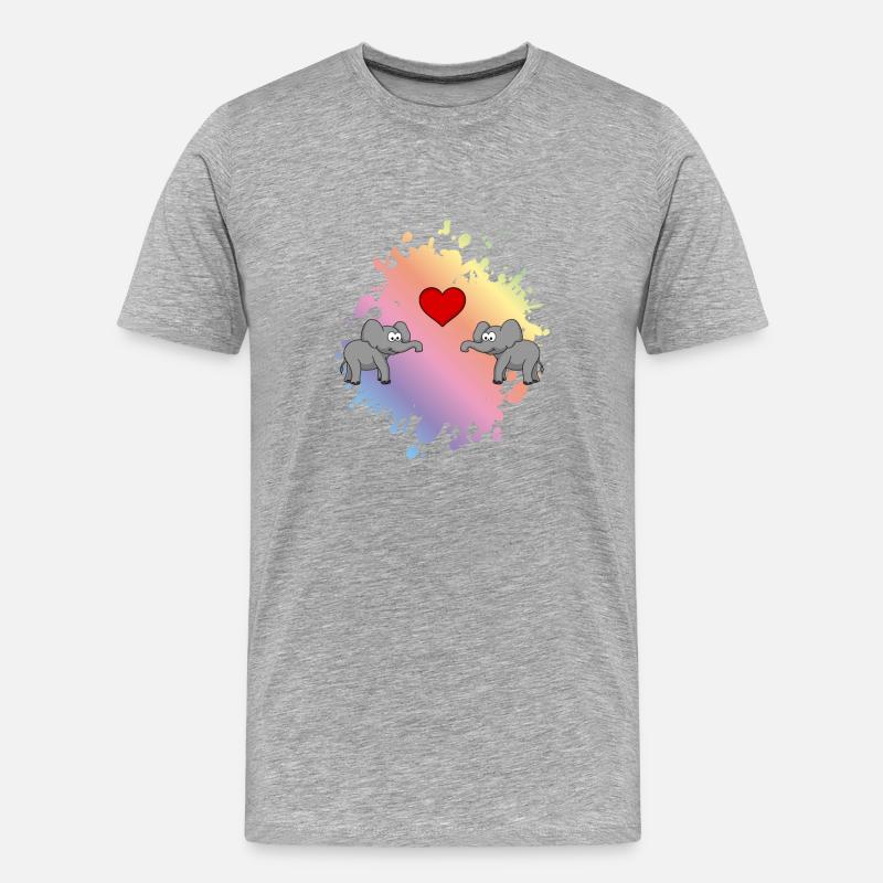 Elefant Comic Paar Liebe - Männer Premium Bio T-Shirt - Grau meliert