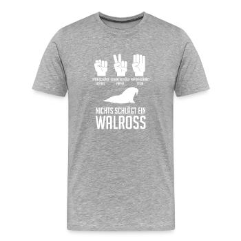 Walross - Männer Premium Bio T-Shirt - Grau meliert - Vorne - Damien (186cm)