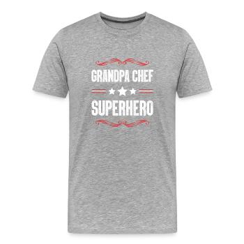 Opa Chef Superheld - Männer Premium Bio T-Shirt - Grau meliert - Vorne - Damien (186cm)