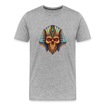 Crâne de pharaon - T-shirt bio Premium Homme - gris chiné - Devant - Damien (186cm)