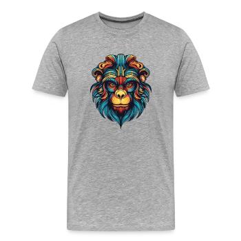Portrait de singe - T-shirt bio Premium Homme - gris chiné - Devant - Damien (186cm)
