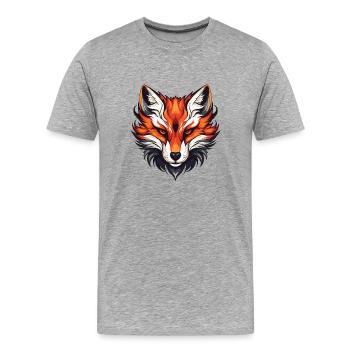 Fuchs Portrait - Männer Premium Bio T-Shirt - Grau meliert - Vorne - Damien (186cm)
