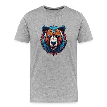 Bär Portrait - Männer Premium Bio T-Shirt - Grau meliert - Vorne - Damien (186cm)