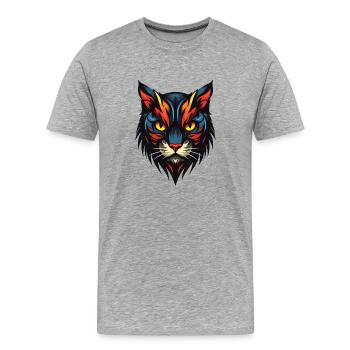 Cat Portrait - Men's Premium Organic T-Shirt - heather grey - Front - Damien (186cm)