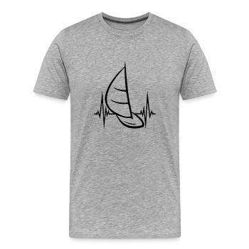 Segelboot Heartbeat Segelboot - Männer Premium Bio T-Shirt - Grau meliert - Vorne - Damien (186cm)