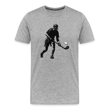 Hurling Irlande Sport irlandais Gaélique Sliotar Hurler - T-shirt bio Premium Homme - gris chiné - Devant - Damien (186cm)