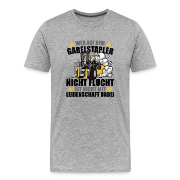 Stapler - Wer nicht Flucht ist nicht mit - Männer Premium Bio T-Shirt - Grau meliert - Vorne - Damien (186cm)