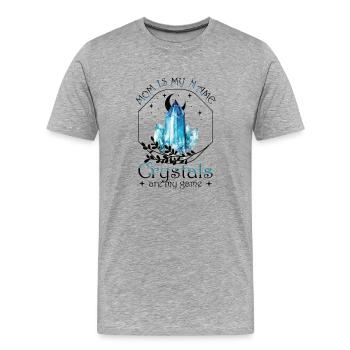 Drôle de guérisseur de chakra de pierre précieuse spirituel - T-shirt bio Premium Homme - gris chiné - Devant - Damien (186cm)