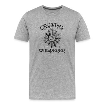 Drôle de guérisseur de chakra de pierre précieuse spirituel - T-shirt bio Premium Homme - gris chiné - Devant - Damien (186cm)