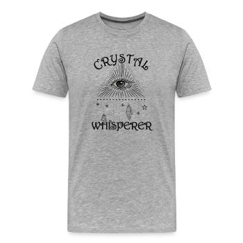 Drôle de guérisseur de chakra de pierre précieuse spirituel - T-shirt bio Premium Homme - gris chiné - Devant - Damien (186cm)