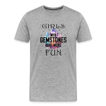 Drôle de guérisseur de chakra de pierre précieuse spirituel - T-shirt bio Premium Homme - gris chiné - Devant - Damien (186cm)