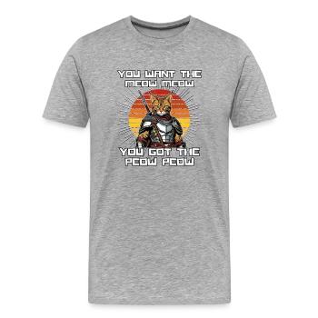 Chemise Chat Chat Cadeau Idée Mastic - T-shirt bio Premium Homme - gris chiné - Devant - Damien (186cm)