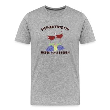 "Weinaktivistin Heben statt Kleben" - witziges - Männer Premium Bio T-Shirt - Grau meliert - Vorne - Damien (186cm)