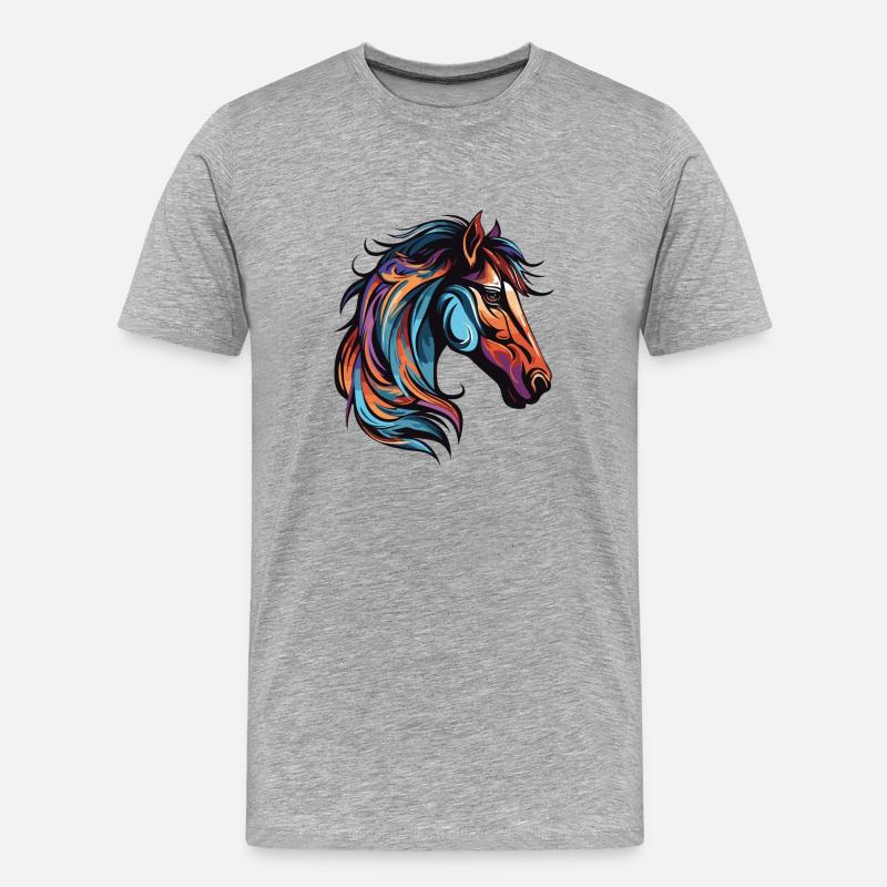 Pferd Kopf - Männer Premium Bio T-Shirt - Grau meliert