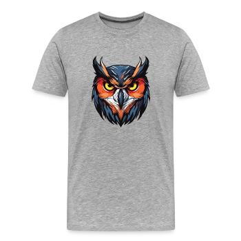 Eule Portrait - Männer Premium Bio T-Shirt - Grau meliert - Vorne - Damien (186cm)
