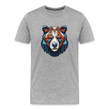Eisbär Kopf Polar bär - Männer Premium Bio T-Shirt - Grau meliert - Vorne - Damien (186cm)