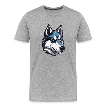 Tête de chien Husky - T-shirt bio Premium Homme - gris chiné - Devant - Damien (186cm)
