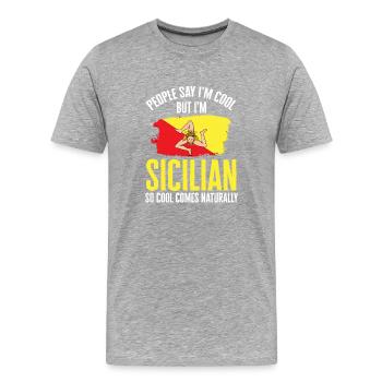 Sizilien Flagge Italien Sizilien - Männer Premium Bio T-Shirt - Grau meliert - Vorne - Damien (186cm)
