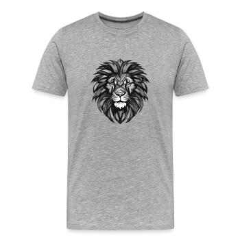 Tête de lion - T-shirt bio Premium Homme - gris chiné - Devant - Damien (186cm)