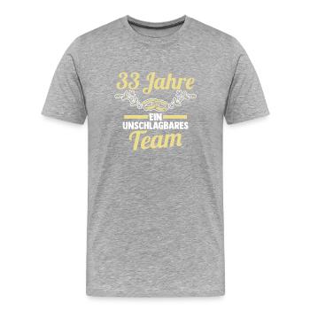 Ehe Zinnhochzeit 33 Jahre Verheiratet Hochzeitstag - Männer Premium Bio T-Shirt - Grau meliert - Vorne - Damien (186cm)