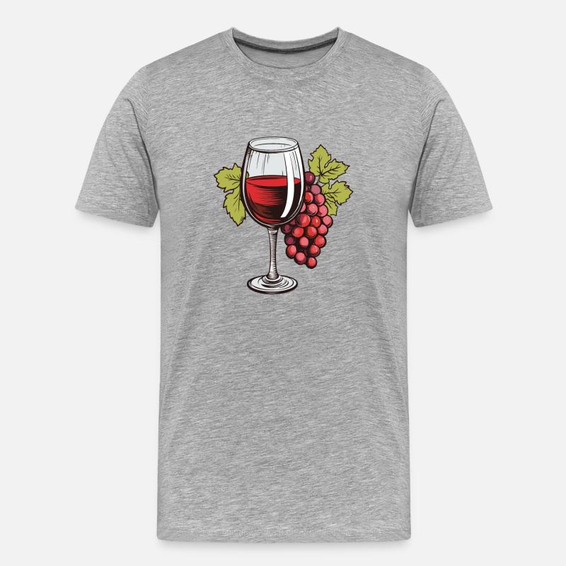 Weinglas Trauben Wein - Männer Premium Bio T-Shirt - Grau meliert