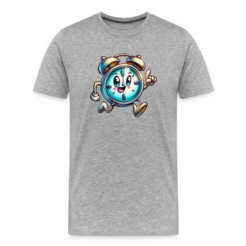 Alarme à l’heure de pointe ! Horloge de course fantaisiste - T-shirt bio Premium Homme - gris chiné - Devant - Damien (186cm)