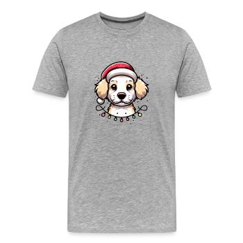 Entzückende Hundeweihnachtsbeleuchtung Weihnachtsmütze - Männer Premium Bio T-Shirt - Grau meliert - Vorne - Damien (186cm)