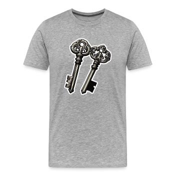 Schlüssel / Schloss / verschlossen / Sicherheit - Männer Premium Bio T-Shirt - Grau meliert - Vorne - Damien (186cm)