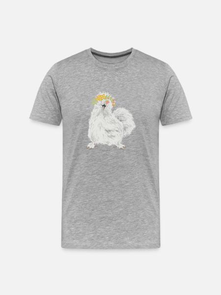 Seidenhuhn Silkie Chicken - Männer Premium Bio T-Shirt - Grau meliert