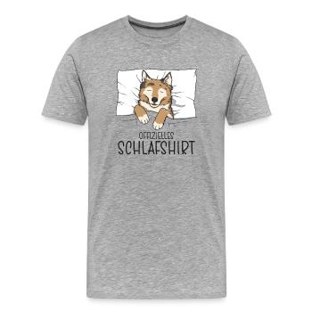 Offizielles Schlafshirt Hund, Schlafanzug - Männer Premium Bio T-Shirt - Grau meliert - Vorne - Damien (186cm)