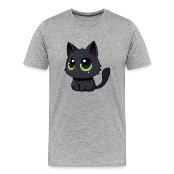 Black cat watching you, zooning out - Men's Premium Organic T-Shirt - heather grey - Front - Damien (186cm)