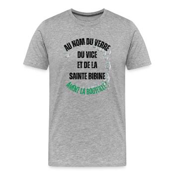 Männer, Frauen, Humorvoll, Humorvolles T-Shirt-Geschenk - Männer Premium Bio T-Shirt - Grau meliert - Vorne - Damien (186cm)