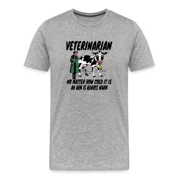 « Peu importe à quel point il fait froid » Vétérinaire de campagne - T-shirt bio Premium Homme - gris chiné - Devant - Damien (186cm)