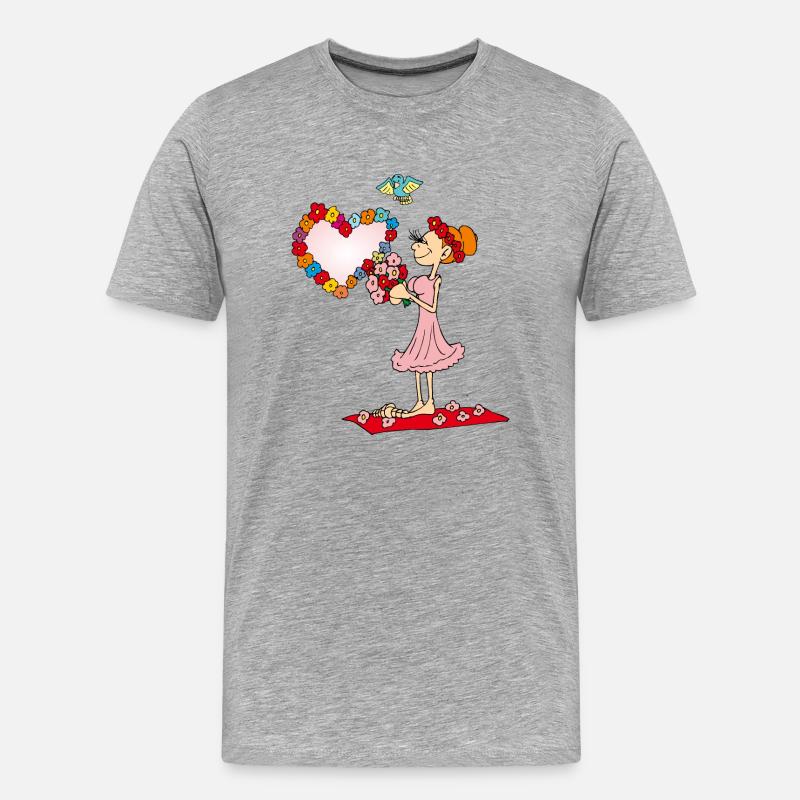 Mädchenkranz bei Hochzeit - Männer Premium Bio T-Shirt - Grau meliert