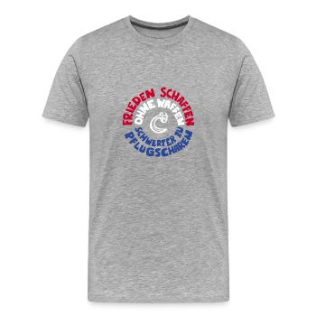 Friedenszeichen Friedenssymbol Frieden Geschenk 80 - Männer Premium Bio T-Shirt - Grau meliert - Vorne - Damien (186cm)