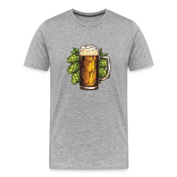 Bierglas Hopfen Malz Bier - Männer Premium Bio T-Shirt - Grau meliert - Vorne - Damien (186cm)