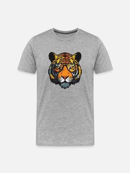 Tiger Head Portrait Cool - Men's Premium Organic T-Shirt - heather grey