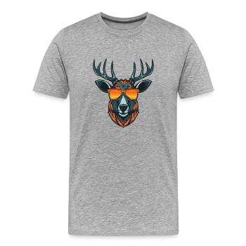 Portrait De Tête De Cerf Cool - T-shirt bio Premium Homme - gris chiné - Devant - Damien (186cm)