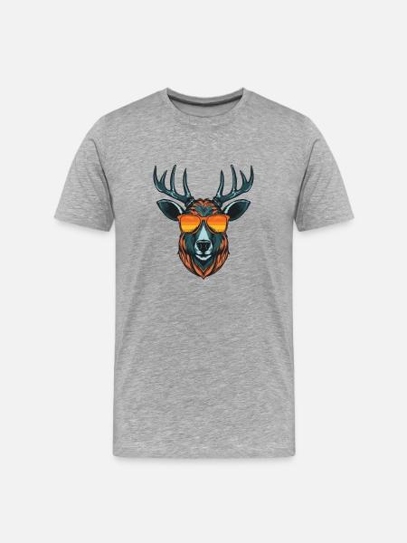 Deer Head Portrait Cool - Men's Premium Organic T-Shirt - heather grey