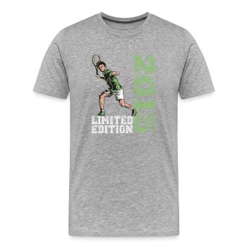 Limited Edition 2015 Limited Edition Tennis - Männer Premium Bio T-Shirt - Grau meliert - Vorne - Damien (186cm)