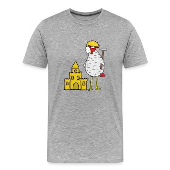 Artisan Poulet Château De Sable Construction Construction Construction Constructeur - T-shirt bio Premium Homme - gris chiné - Devant - Damien (186cm)