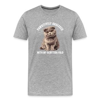 Scottish Fold Kätzchen Scottish Fold Katze - Männer Premium Bio T-Shirt - Grau meliert - Vorne - Damien (186cm)