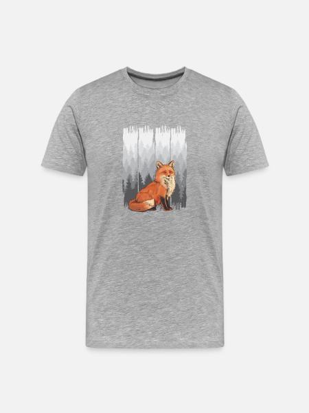 Fuchs Wald Natur - Männer Premium Bio T-Shirt - Grau meliert