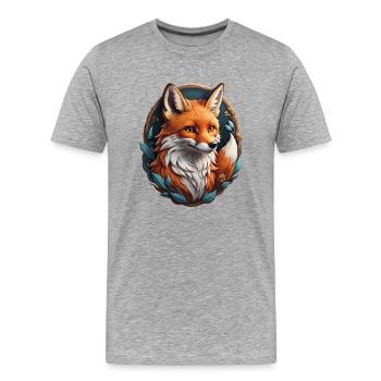 Fuchs - Männer Premium Bio T-Shirt - Grau meliert - Vorne - Damien (186cm)