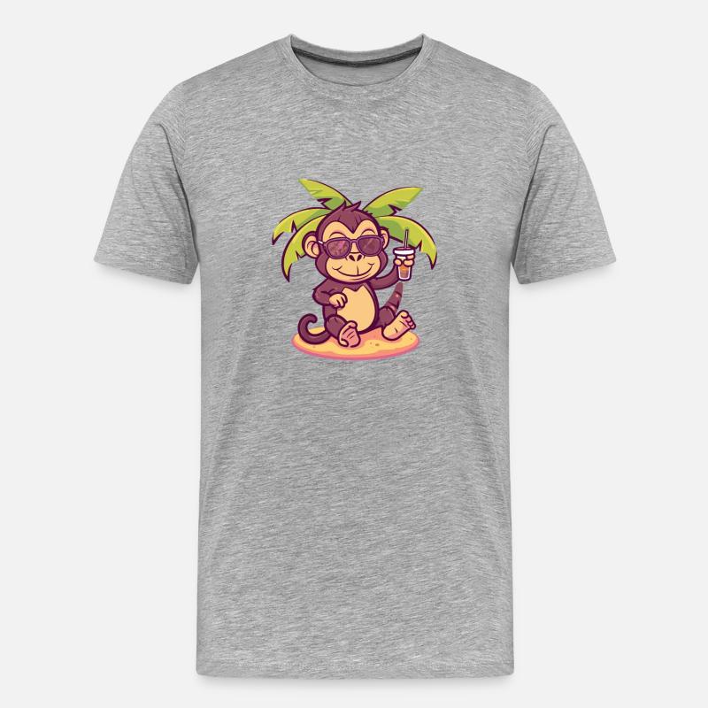 Affe Sommer Strand Urlaub - Männer Premium Bio T-Shirt - Grau meliert